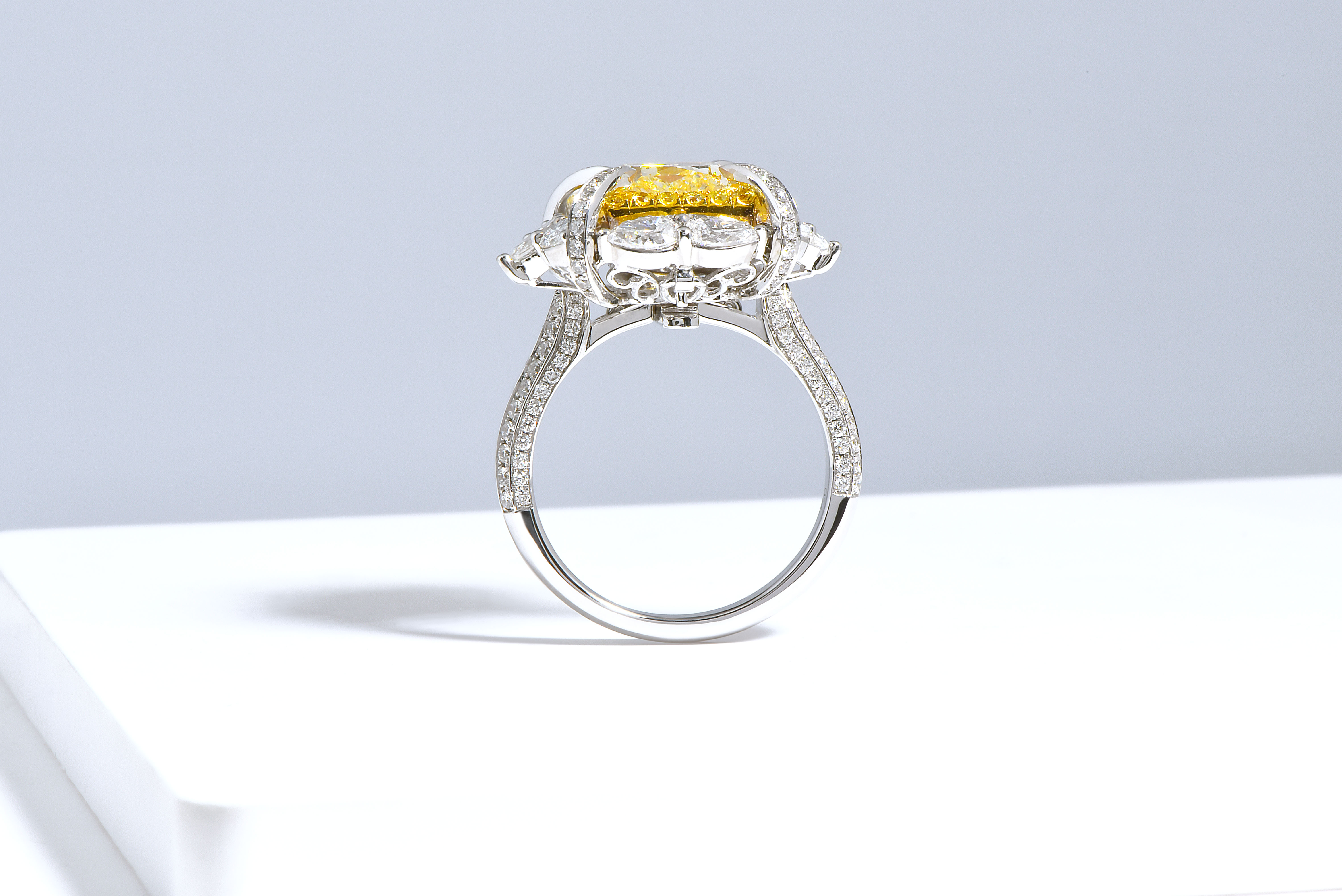 黃彩鑽兩用戒指