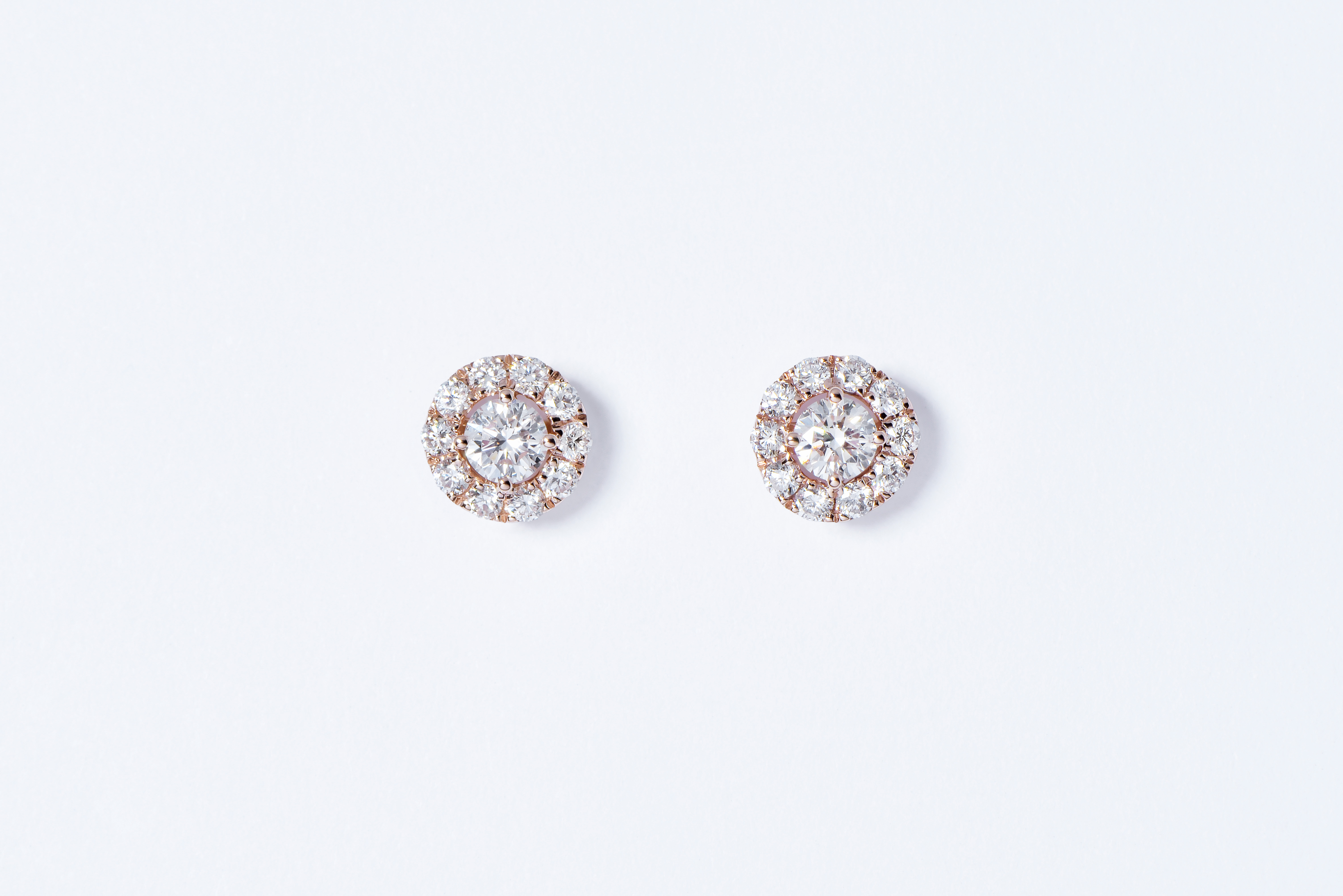 玫瑰金鑽石耳環