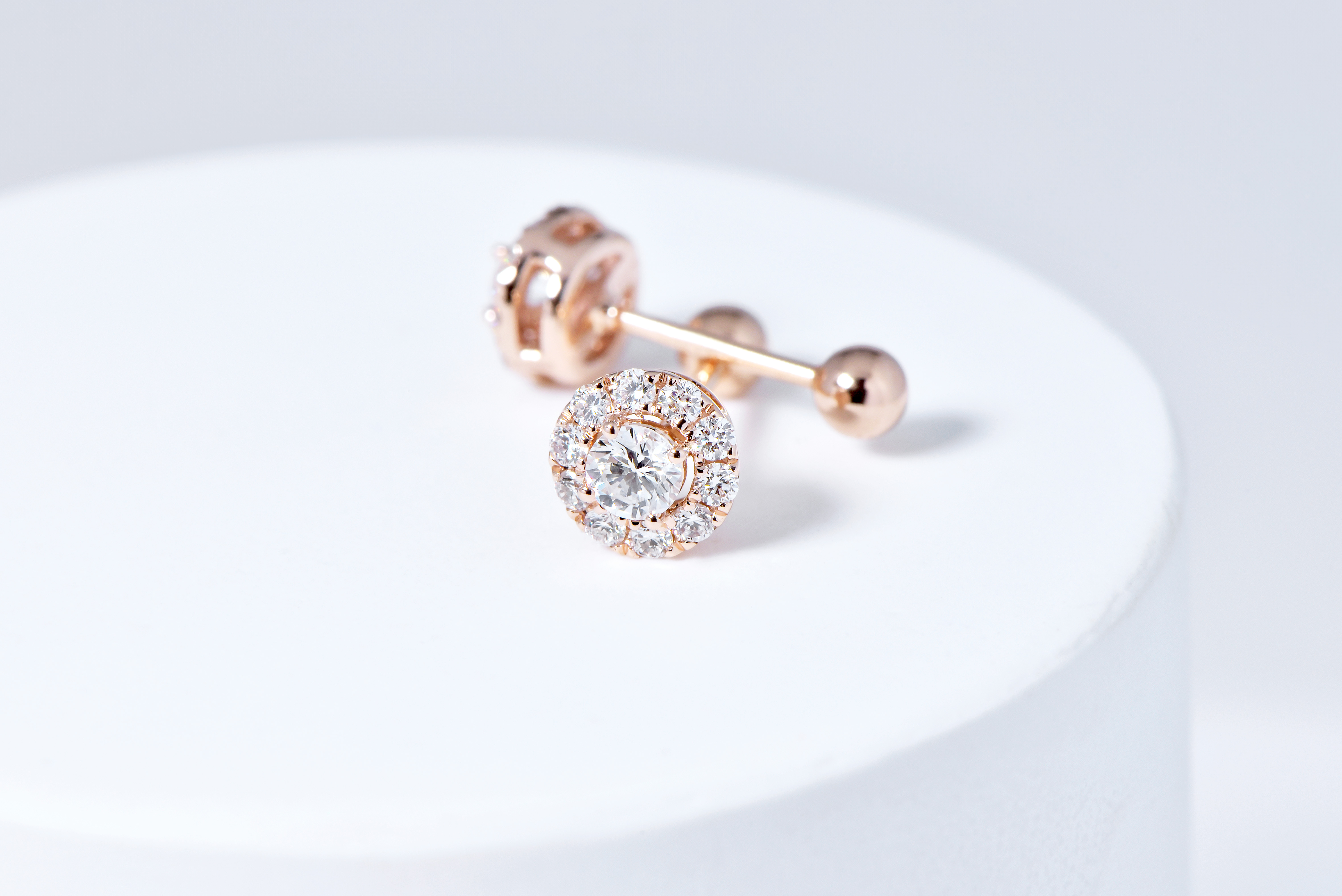 玫瑰金鑽石耳環